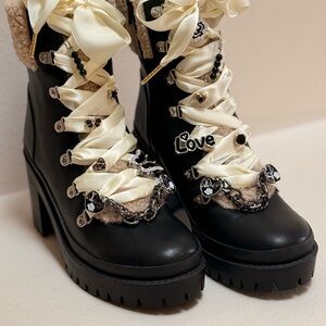 Customized w/laces & charms!!!  - Never Worn Steve Madden Sherling boots.